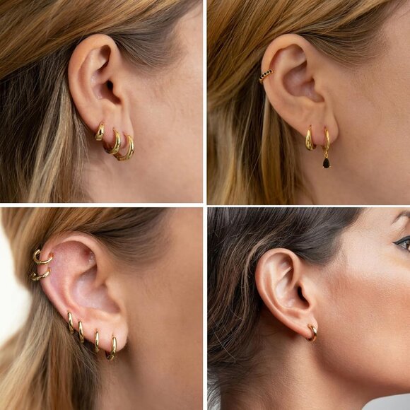 Hoop Earrings for Women 14K Gold Plated/Silver Hoops Simple Gold Knot - Picture 9 of 11